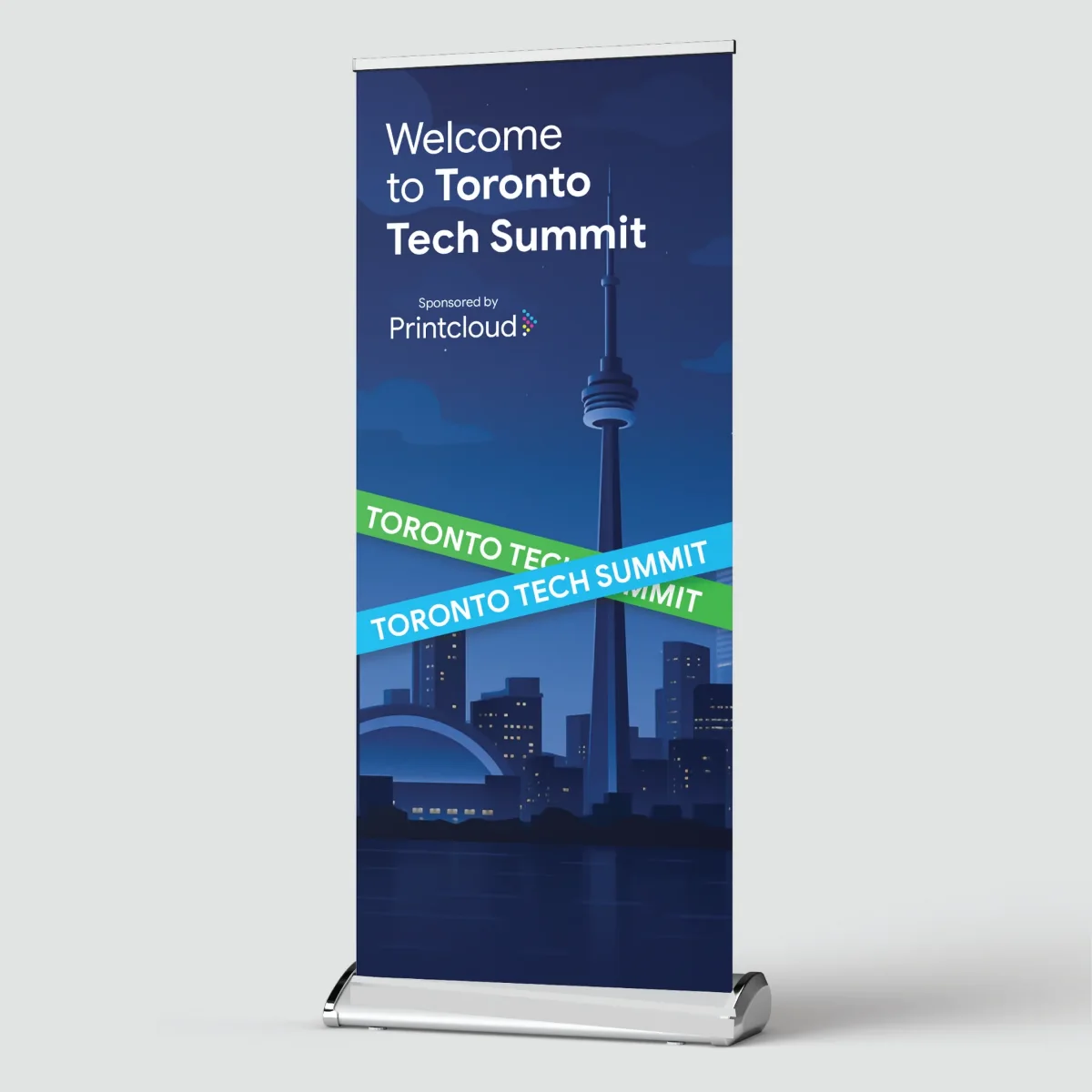 Retractable roll up banner stand